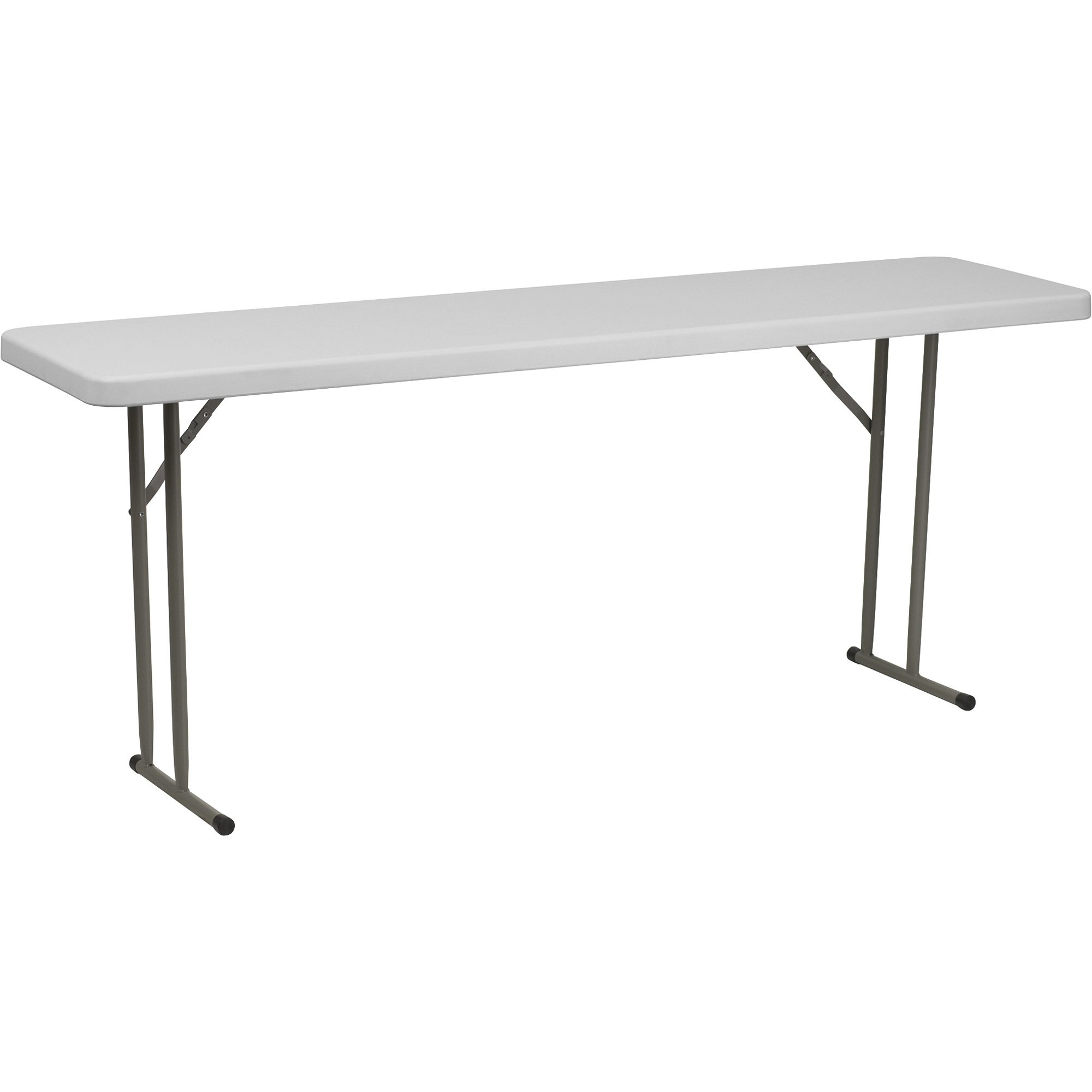 Flash Furniture Rectangular Plastic Folding Training Table — Granite White